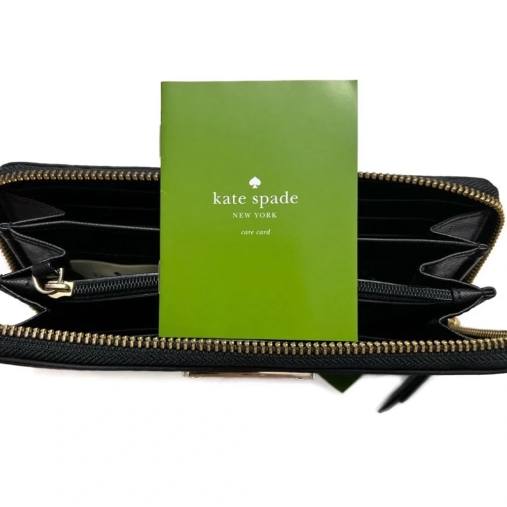 Kate Spade New York Wilson Road Neda Zip Around Wallet Black Nylon Exterior